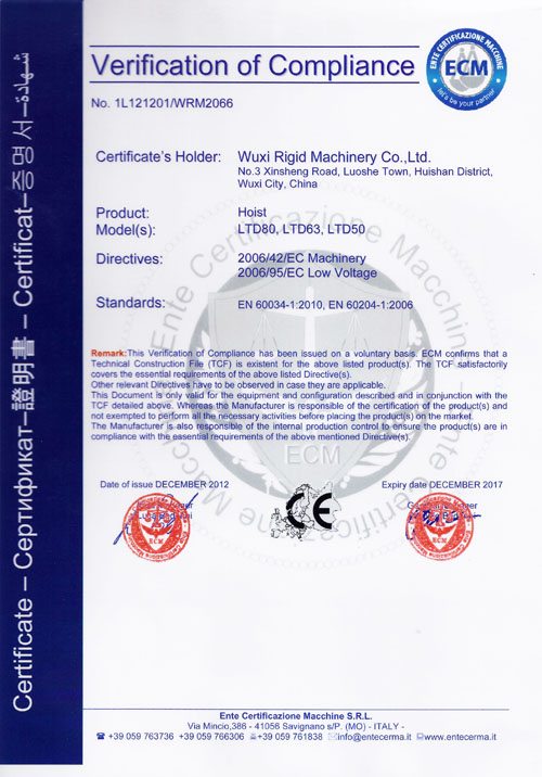 CE certificate of suspended platforms