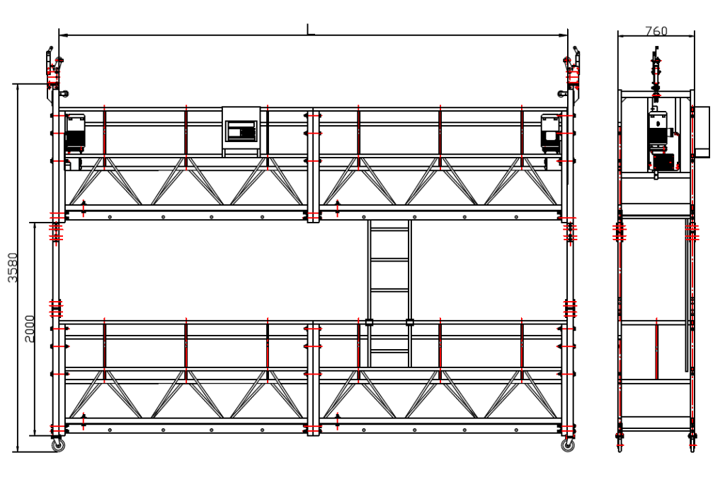 size of double suspended platform